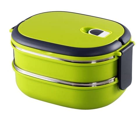 steel lunch box two layer|Amazon.com: 2 Tier Lunch Box.